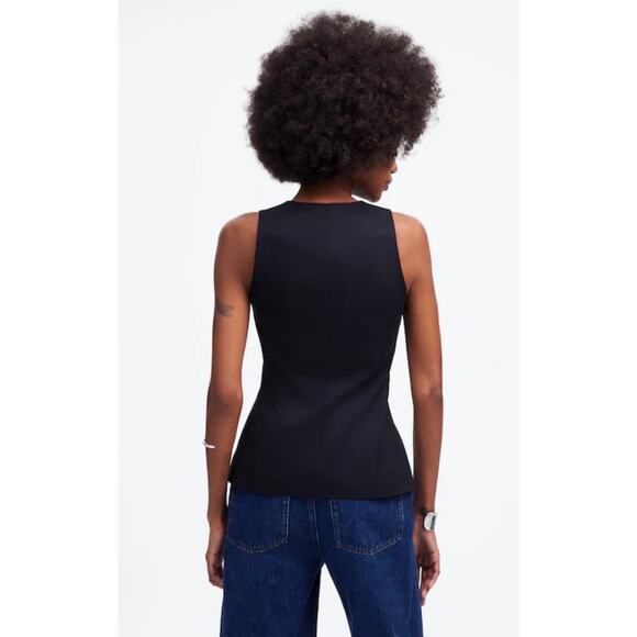 Madewell NWT Women’s Black Scoopneck Cutaway Vest size 0 - Picture 2 of 8